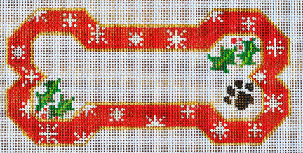 Dog Bone - Red Snow Flake Bone Ornament