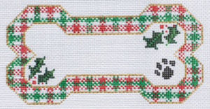 Dog Bone - Christmas Plaid Bone Ornament