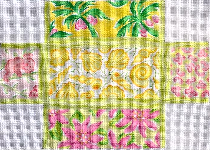 Brick – Lilly-inspired Lattice Patchwork – yellows, pinks, corals & greens