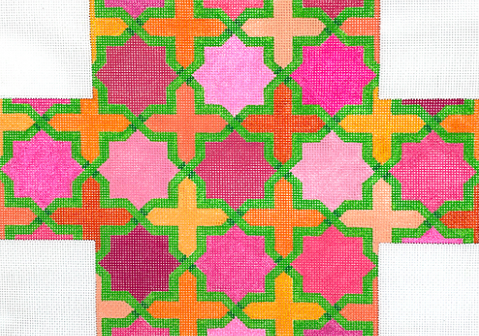 Brick – Moroccan Tiles – pinks & oranges with greens