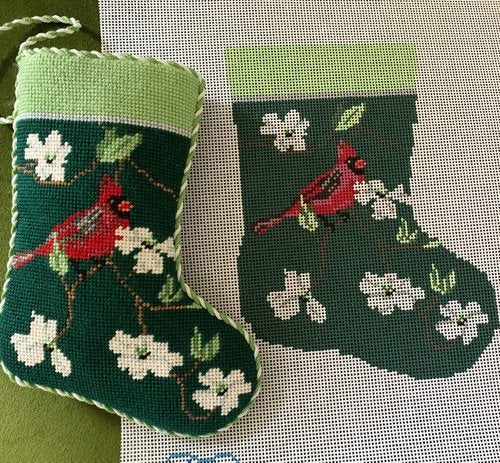 Mini Stocking - Cardinal & White Dogwood