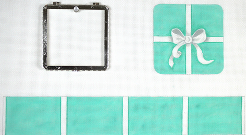 Limoges Box – Lg. Square Tiffany Wrapped Box – Tiffany blue & white (silver clasp)