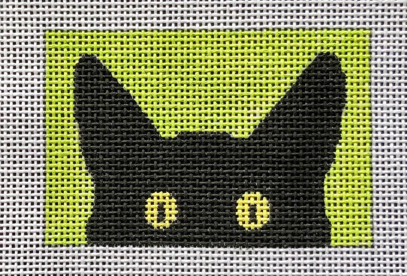 Peeky Kitty - 2x3  Luggage Tag Lime Background