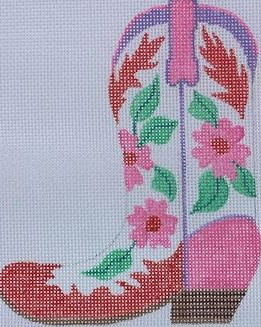 Cowgirl Boot – Pink & Red Flowers (pointing left)