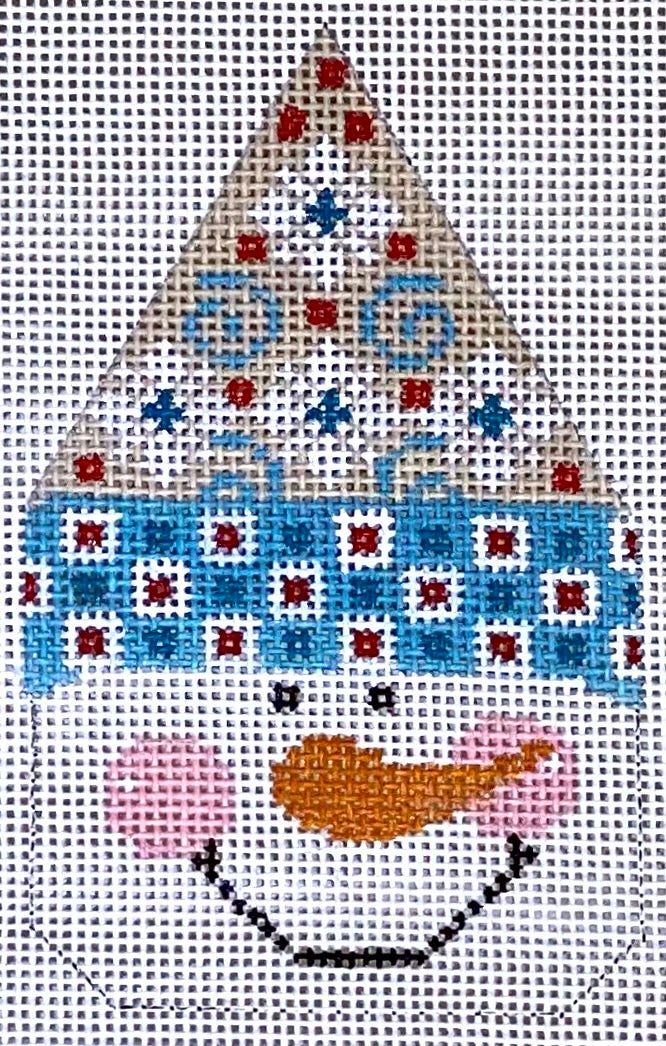 Snowman Face - Blue Hat with Swirls