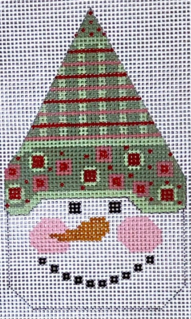 Snowman Face - Green/Pink Hat