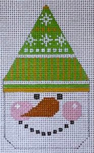 Snowman Face - Peach/Green with Snowflakes Hat