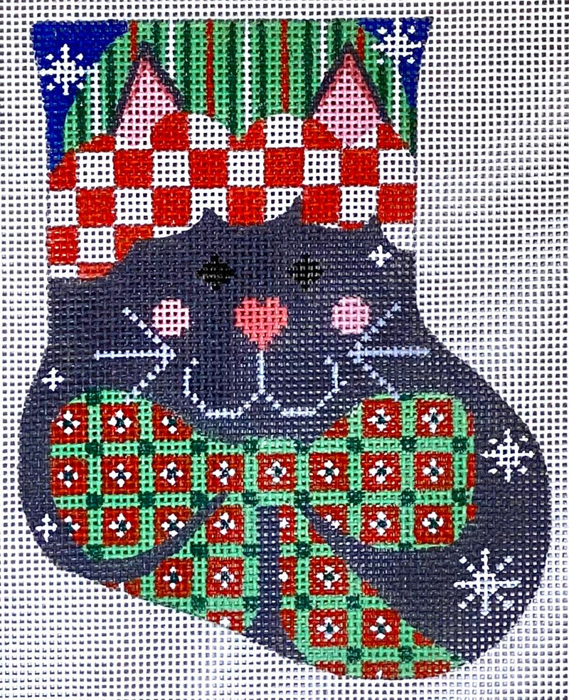 Black Cat with Bow Mini Stocking