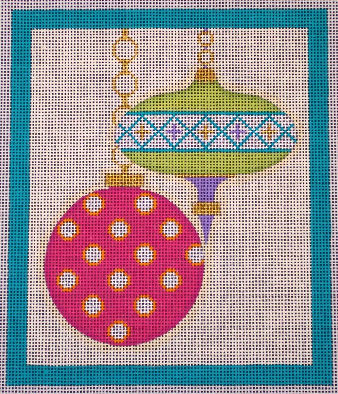 M&B - 2 Orns round dots - Teal Border