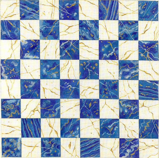 Chess/Checkers Board – Lapis Lazuli & Gold-laced Crystal Quartz