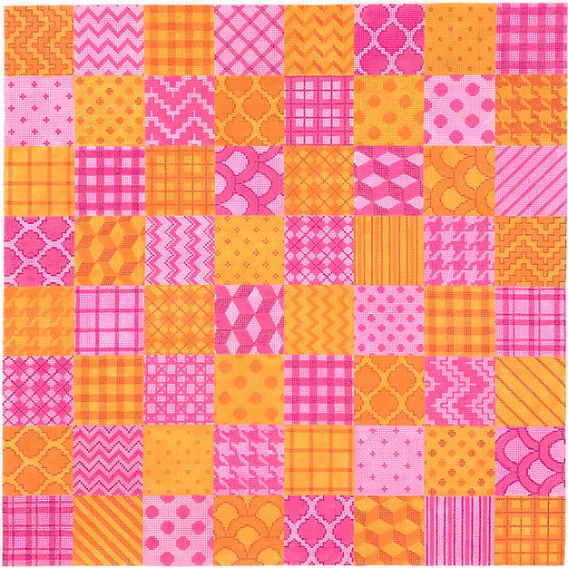 Chess/Checkers Board – Geometric patterns – pinks & oranges
