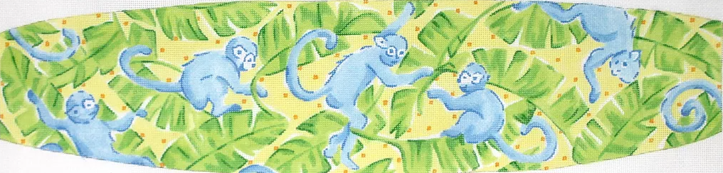 Cummerbund – Lilly-inspired Monkeys in Banana Leaves – blues, greens & yellows