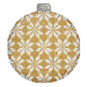 Nordic Snowflake/Gold Ball Ornament