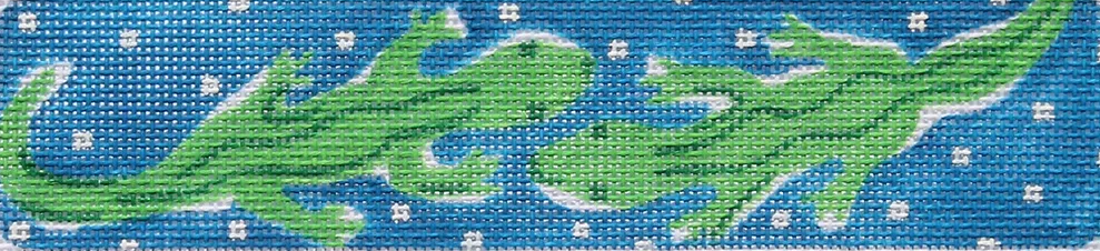 Cuff/Bookmark – Lilly-inspired Alligators & Polka Dots – navy blue & greens