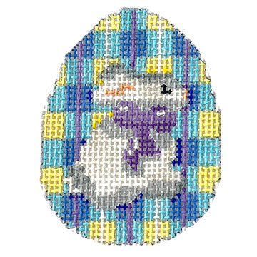 White Bunny/Blue Plaid Mini Egg