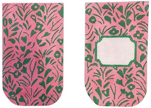 Glasses/ Phone Case – Hawaiian Floral – greens on pink w/ monogram space (full-size)
