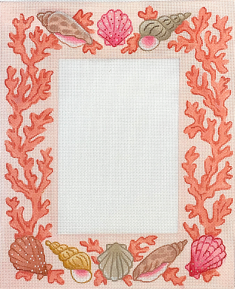 Frame – Mixed Shells & Coral – on pink sand