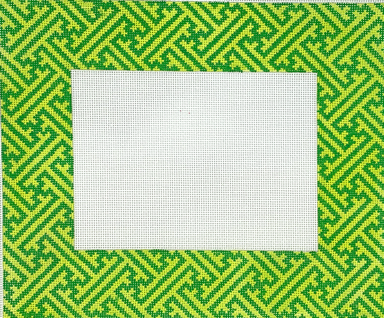 Frame – Chinoiserie Lattice – Kelly green on lime w/ hot pink letter