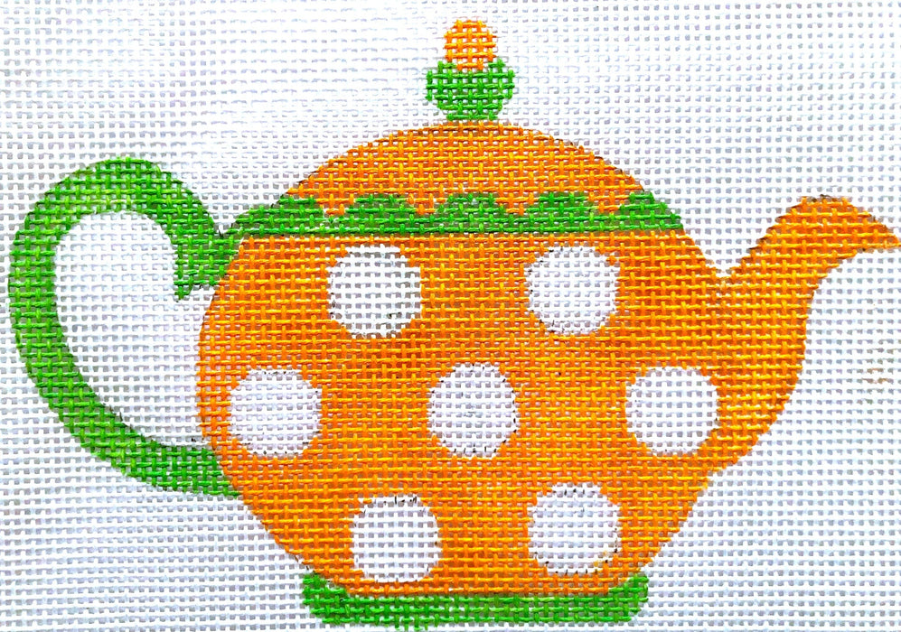 Teapot - Orange with White Dots