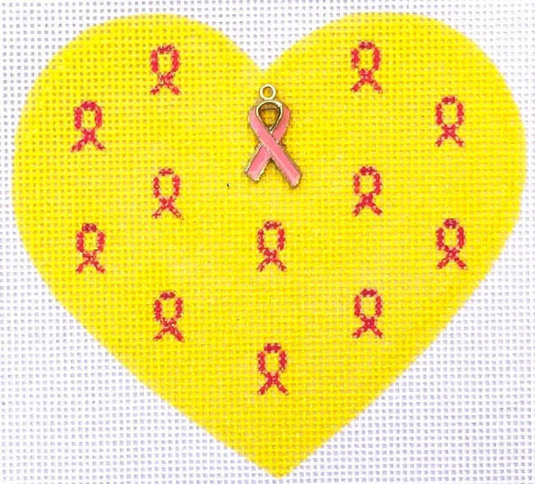 Pink Ribbon Heart Yellow