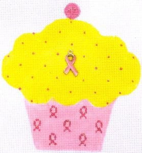 Pink Ribbon Cupcake Yellow