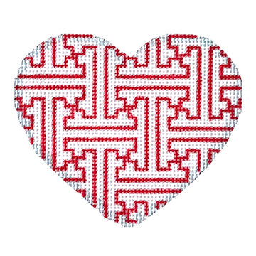 Red/White Fretwork Heart