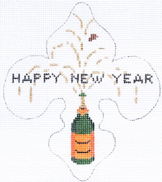 Holiday Series Mini – “Happy New Year” Fleur-de-Lys w/ Champagne