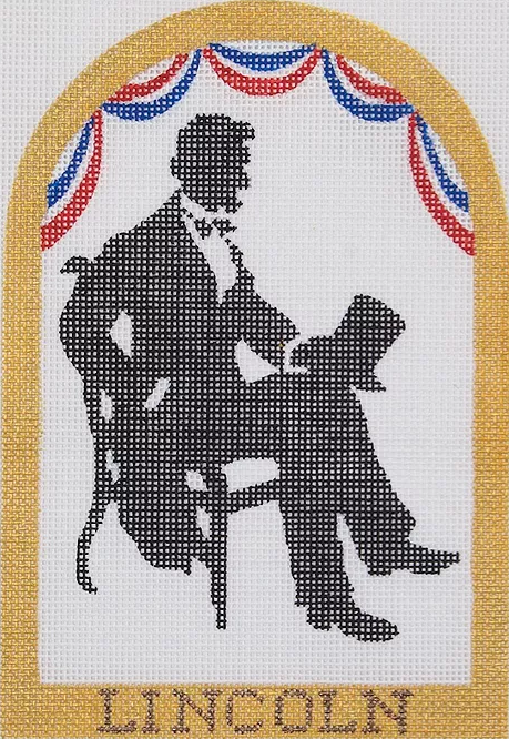 Holiday Series Mini – “Abraham Lincoln” Silhouette w/ Red, White & Blue Bunting