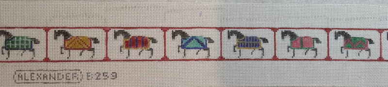 needlepoint belt canvas featuring horses by bonnie alexander