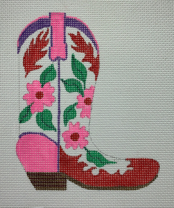 Cowgirl Boot – Pink & Red Flowers (pointing right)