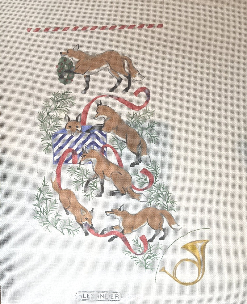 Christmas Stocking Playing Foxes