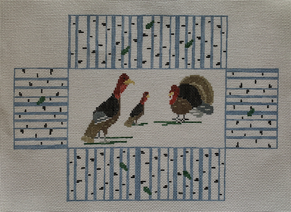 Kathy Schenkel - Wild Turkeys w/ Birch Trees Brick Cover Canvas