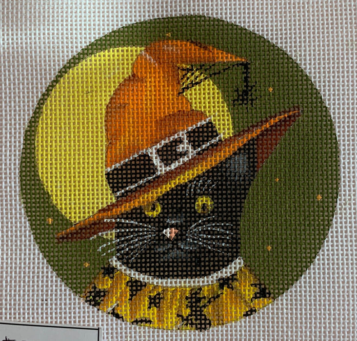 Cat w/ Witch's Hat - Round