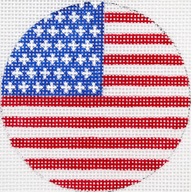 3” Round – American Flag – red, white & blue