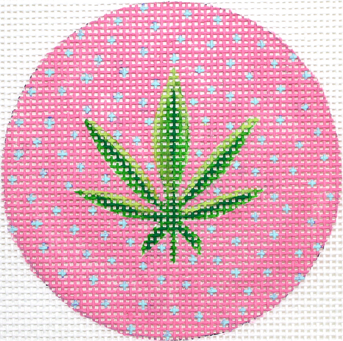 3" Round Weed Leaf Mini – pinks & greens
