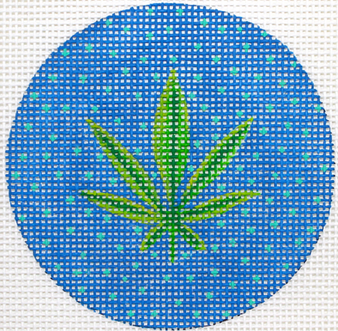 3" Round Weed Leaf Mini – blues & greens