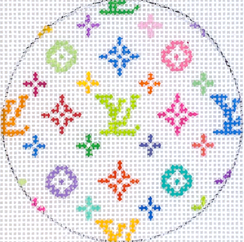 3" Round – Louis Vuitton LV – multi on white