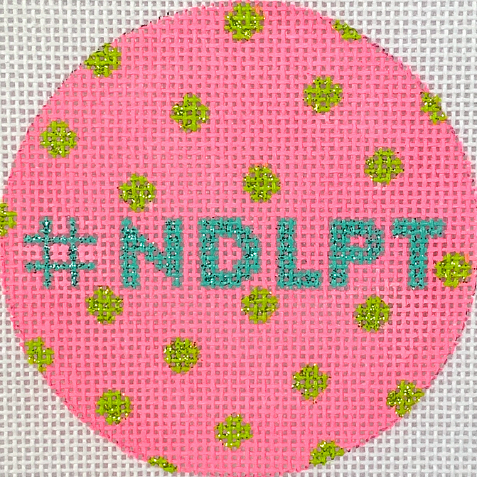 3" Round #NDLPT – hot pink w/ lime polka dots & turquoise letters