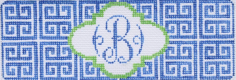 Insert – Greek Key w/ Monogram Space - blue & green