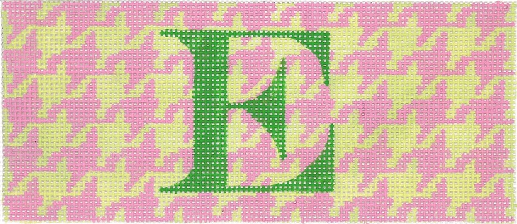 Insert – Houndstooth – pink & lime w/ periwinkle monogram