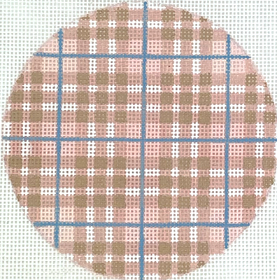 4” Round – Burberry Ladies’ Plaid – sandy pink, tan & light blue