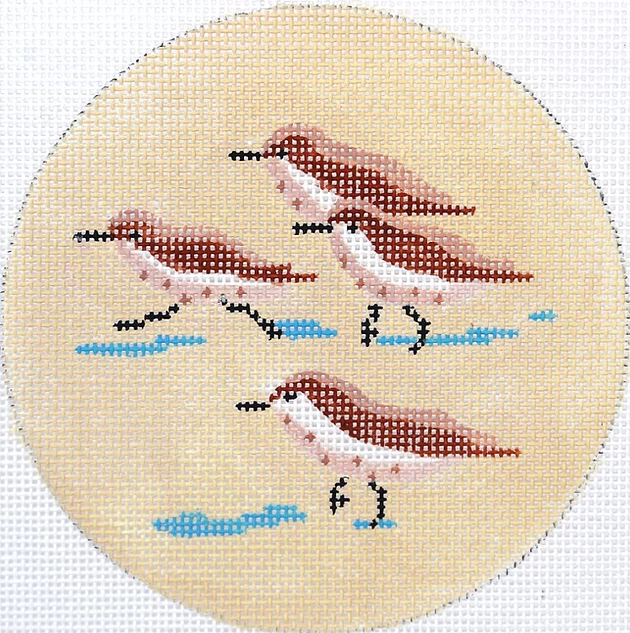 4” Round – Sandpipers on Beach