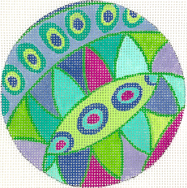 4” Round – Pucci inspired Waves & Dots – blues, greens & purples