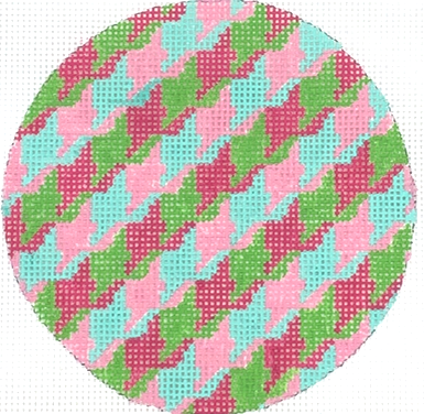 4” Round – Houndstooth – multi brights w/ white letter