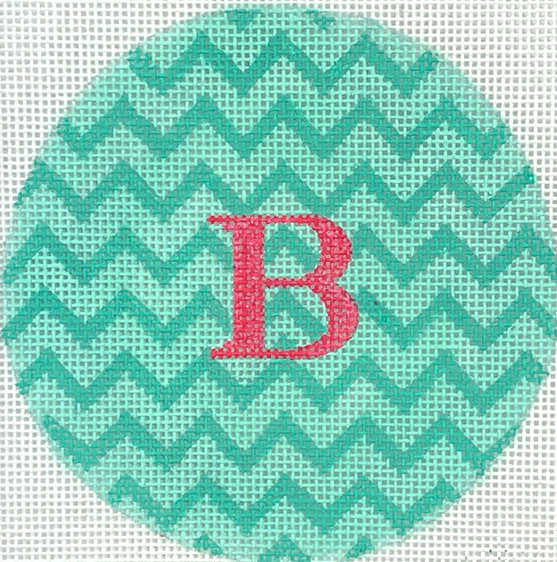 4” Round – Zigzag – double turquoise w/ watermelon letter