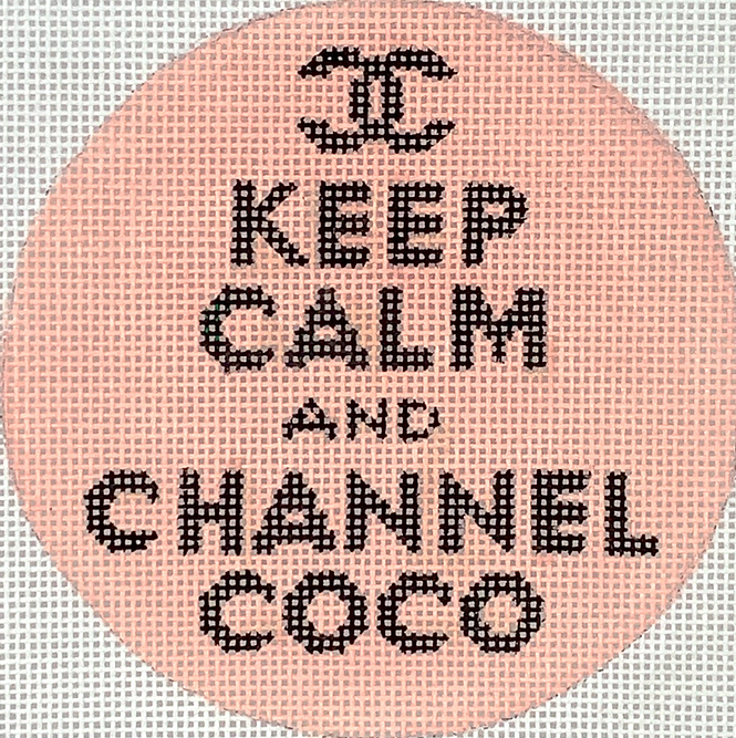 4” Round – Keep Calm & Channel Coco – blush pink & black