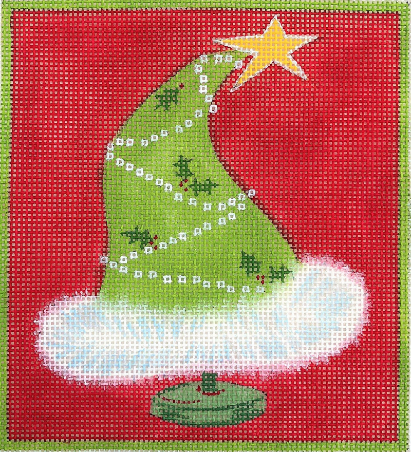 green Hat, red background Rectangle