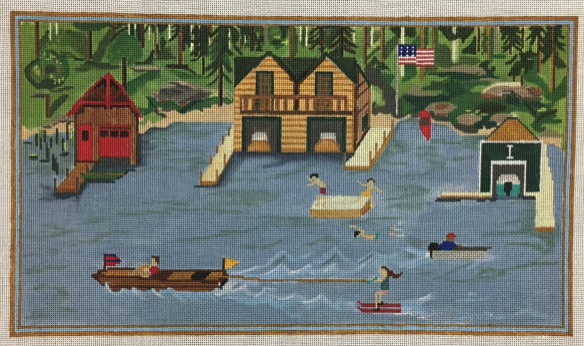 Wellesley Collection Boat Houses on the Lake Canvas