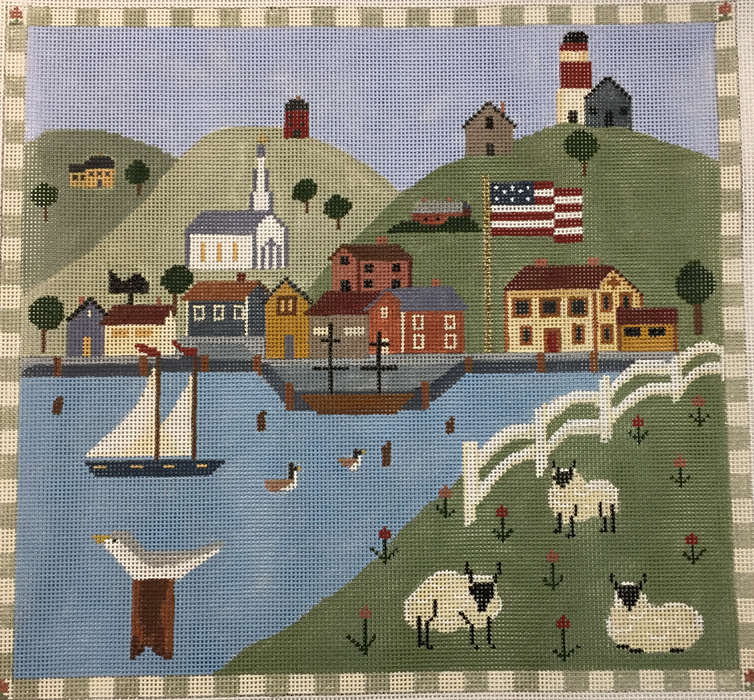 Wellesley Collection Habor Scene w/ Sheep #2 Canvas