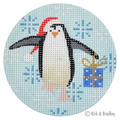 Penguin Xmas Circle Blue